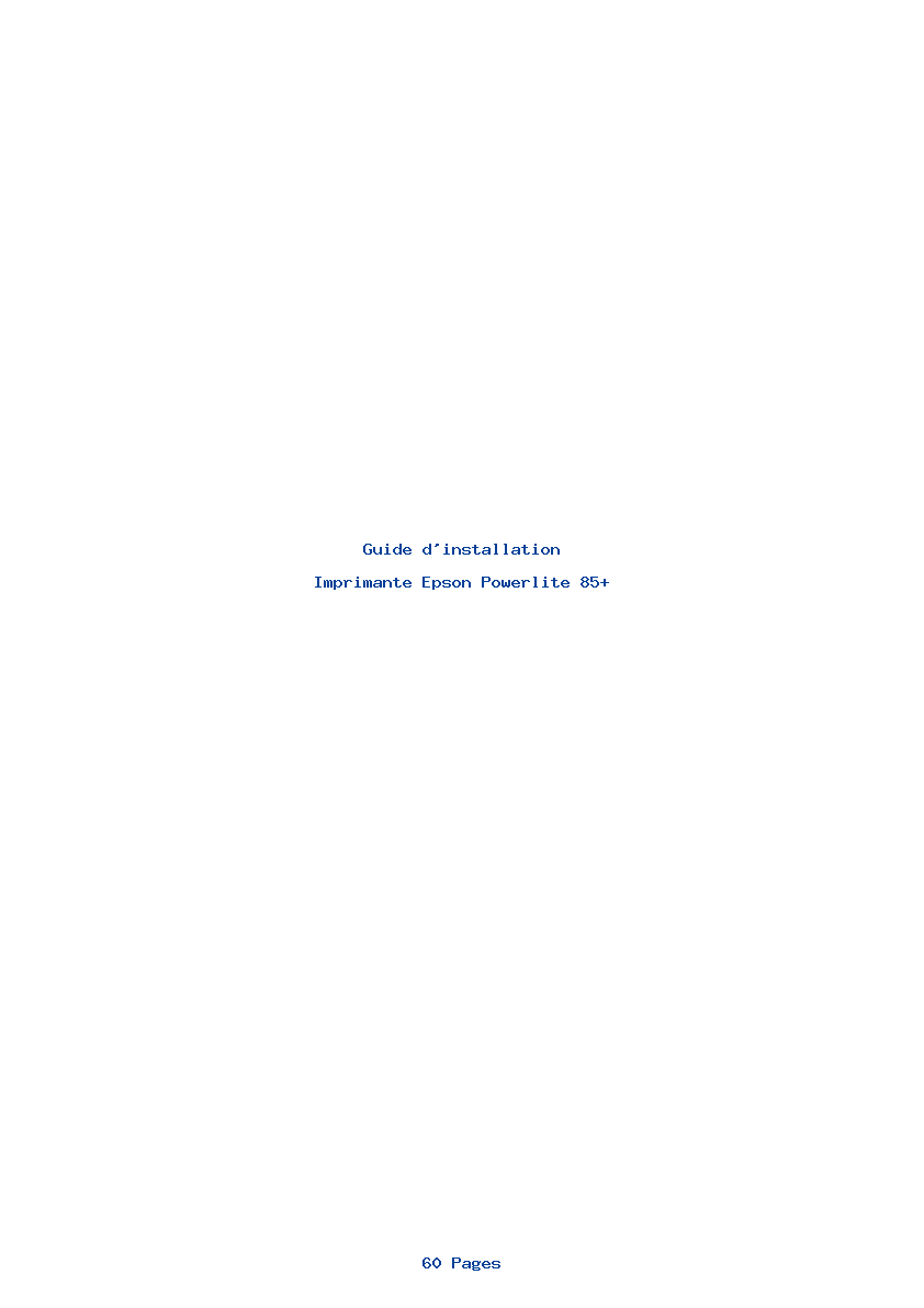 Page 1 de la notice Guide d'installation Epson Powerlite 85+