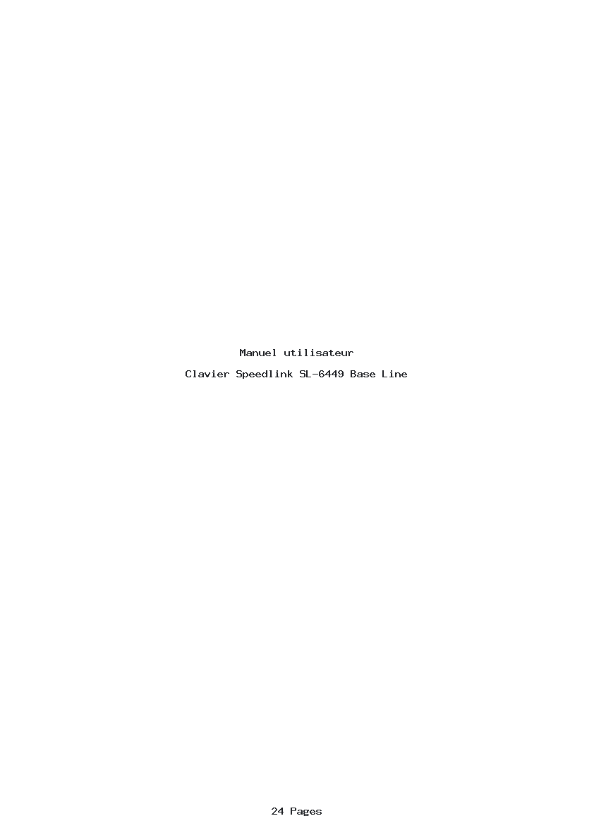 Page 1 de la notice Manuel utilisateur Speedlink SL-6449 Base Line