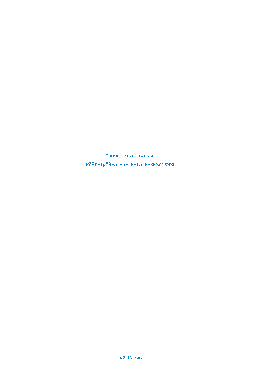 Page 1 de la notice Manuel utilisateur Beko BFBF3018SSL