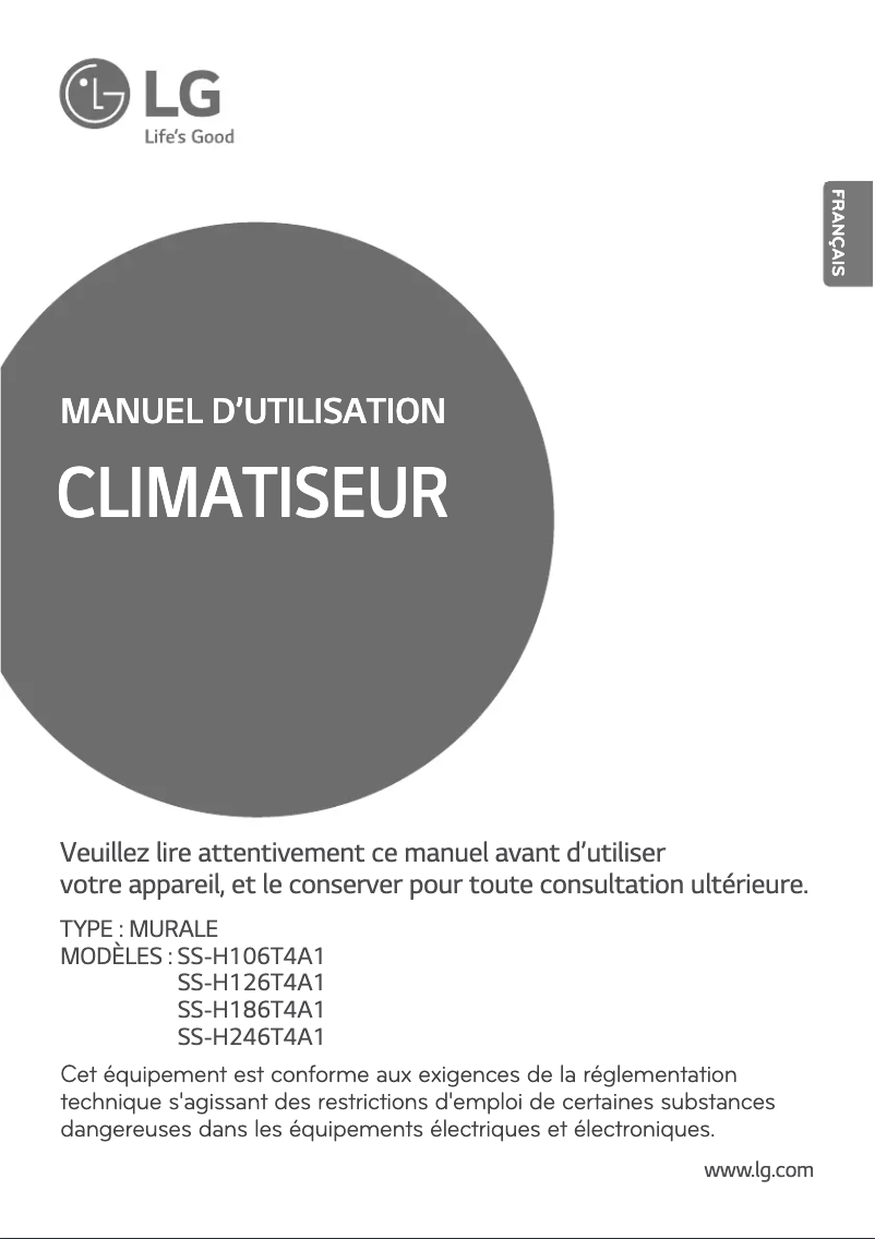 Page 1 de la notice Manuel utilisateur LG SS-UH186T4A1