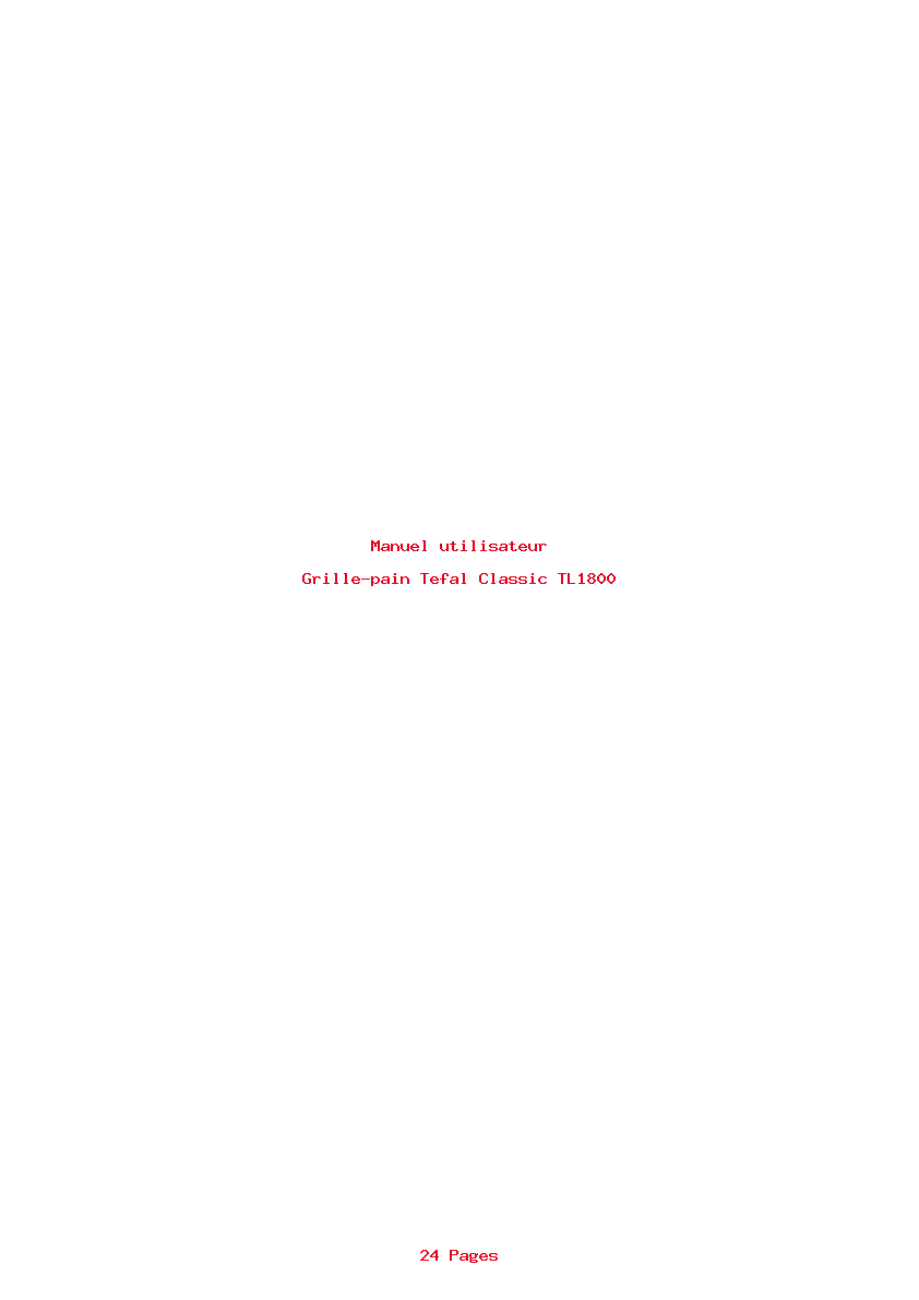 Page 1 de la notice Manuel utilisateur Tefal Classic TL1800