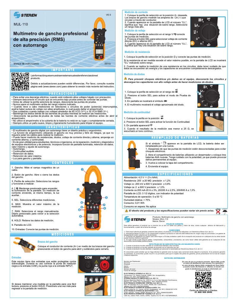 Page 1 de la notice Manuel utilisateur Steren MUL-110