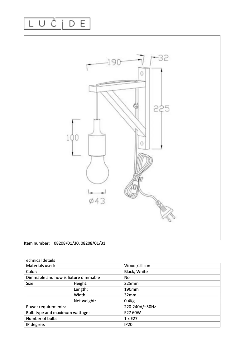 Página 1 del manual Manual de usuario Lucide Fixor Wall