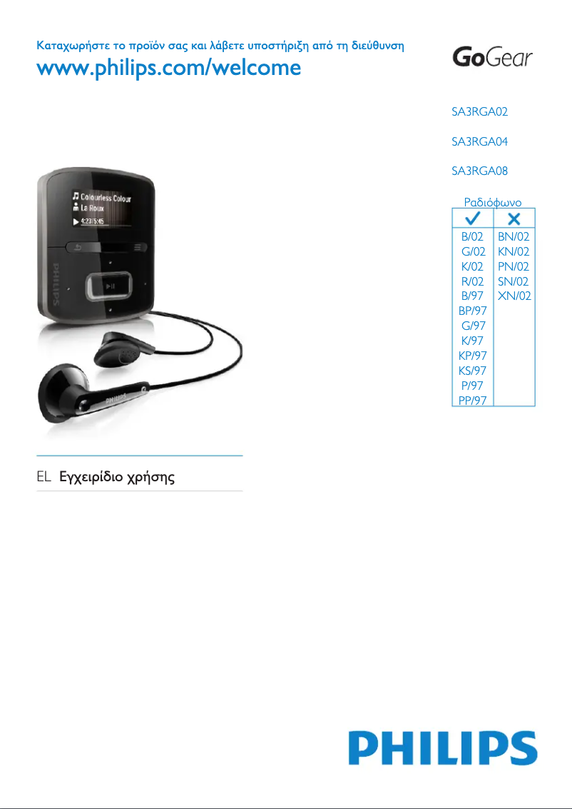 Page 1 of the manual User Manual Philips GoGear SA3RGA04RN