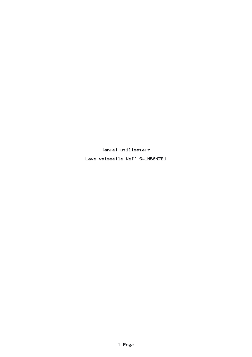 Page 1 de la notice Manuel utilisateur Neff S41N58N7EU