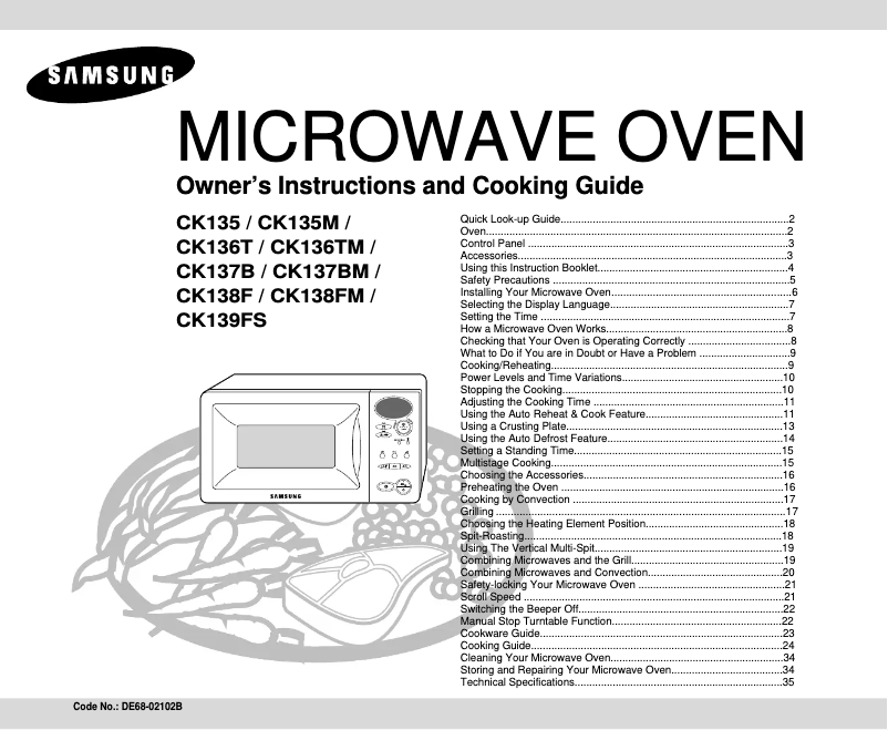 Página 1 del manual Manual de usuario Samsung CK138F