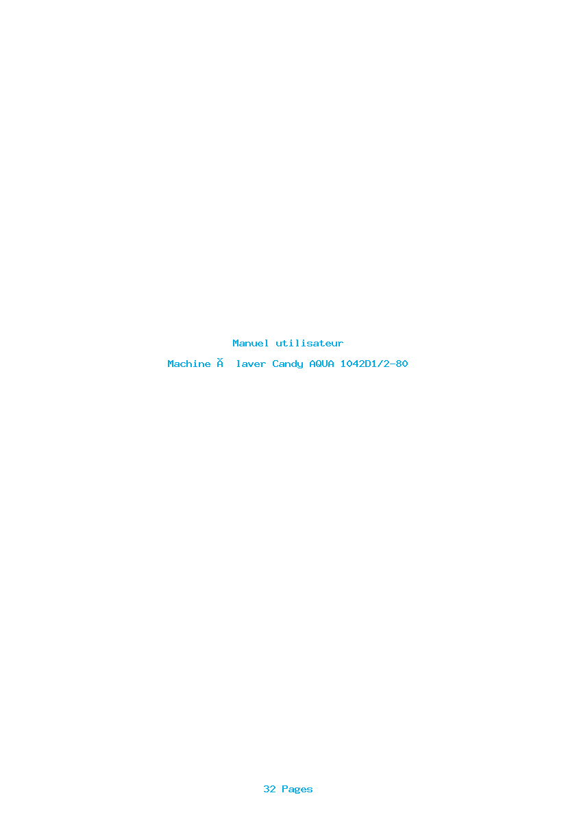 Page 1 de la notice Manuel utilisateur Candy AQUA 1042D1/2-80
