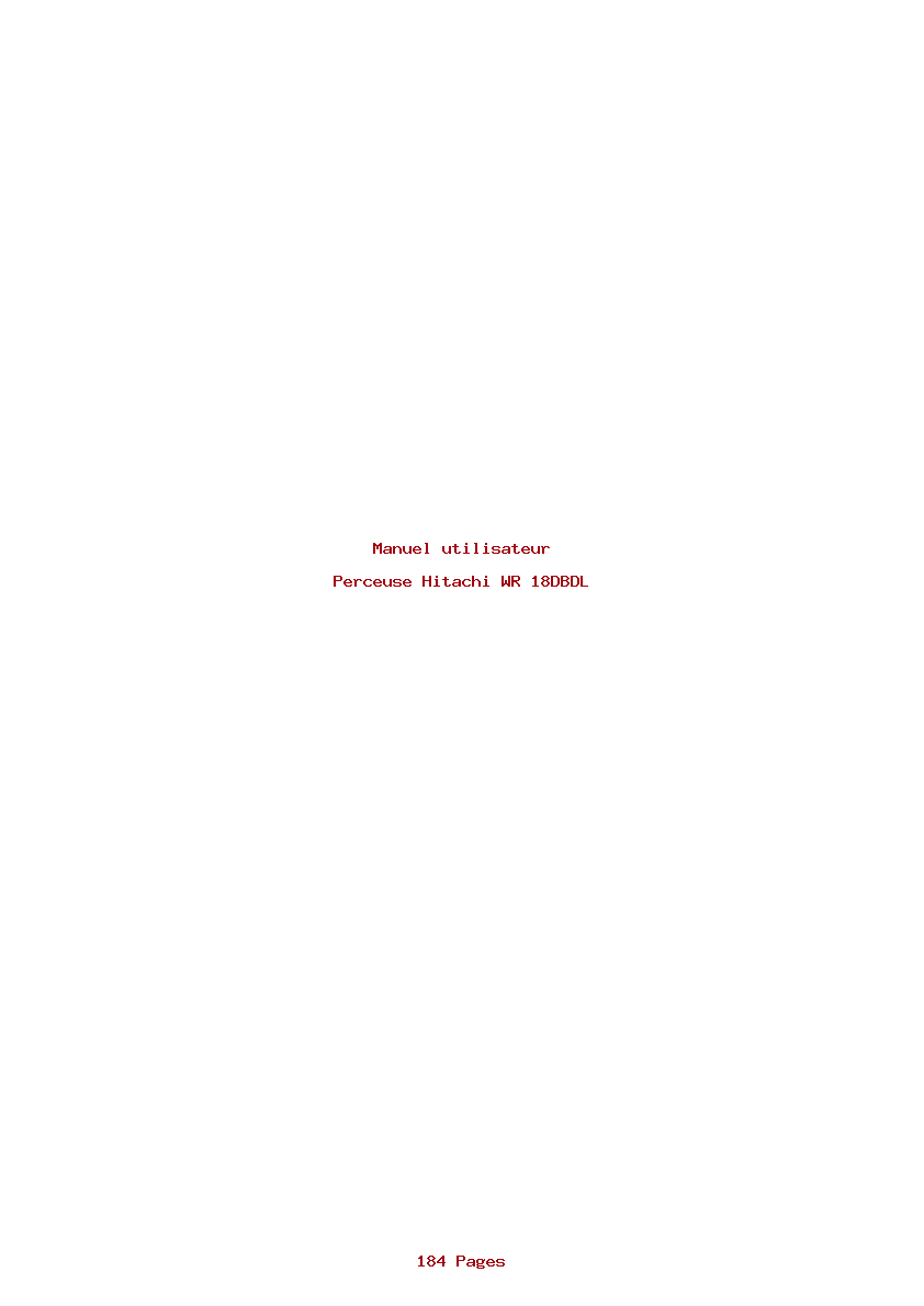 Page 1 de la notice Manuel utilisateur Hitachi WR 18DBDL