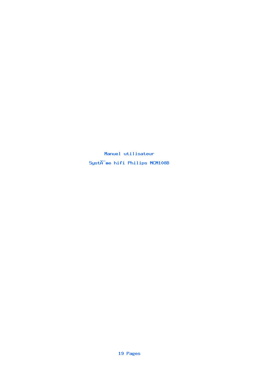 Page 1 de la notice Manuel utilisateur Philips MCM108B