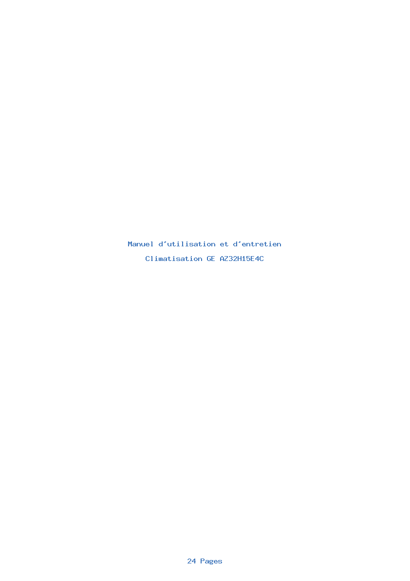 Page 1 de la notice Manuel d'utilisation et d'entretien GE AZ32H15E4C