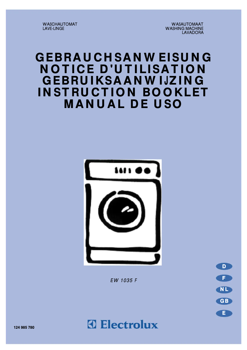 Page 1 de la notice Manuel utilisateur Electrolux EW1035F