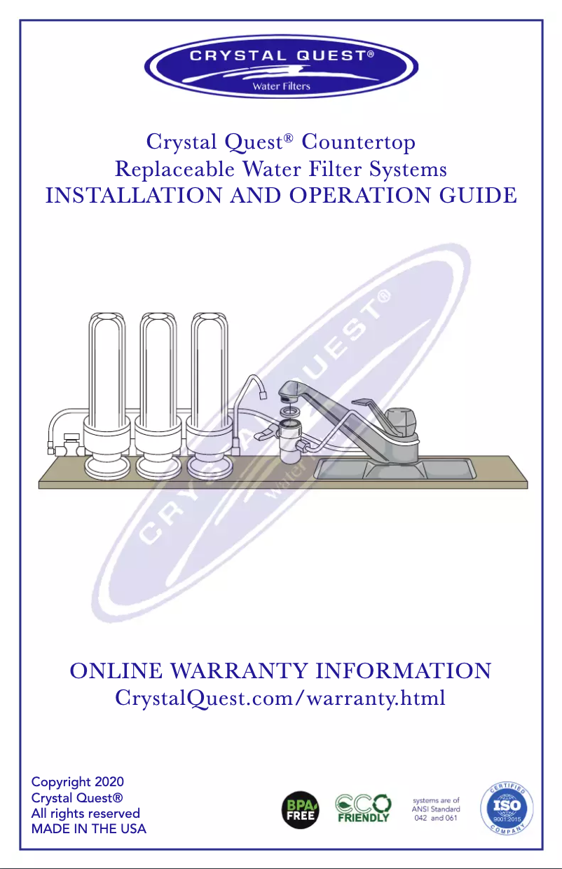 Page 1 of the manual User Manual Crystal Quest CQE-CT-00159