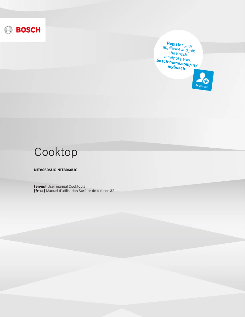Page 1 de la notice Manuel d'utilisation et d'entretien Bosch NIT8060UC