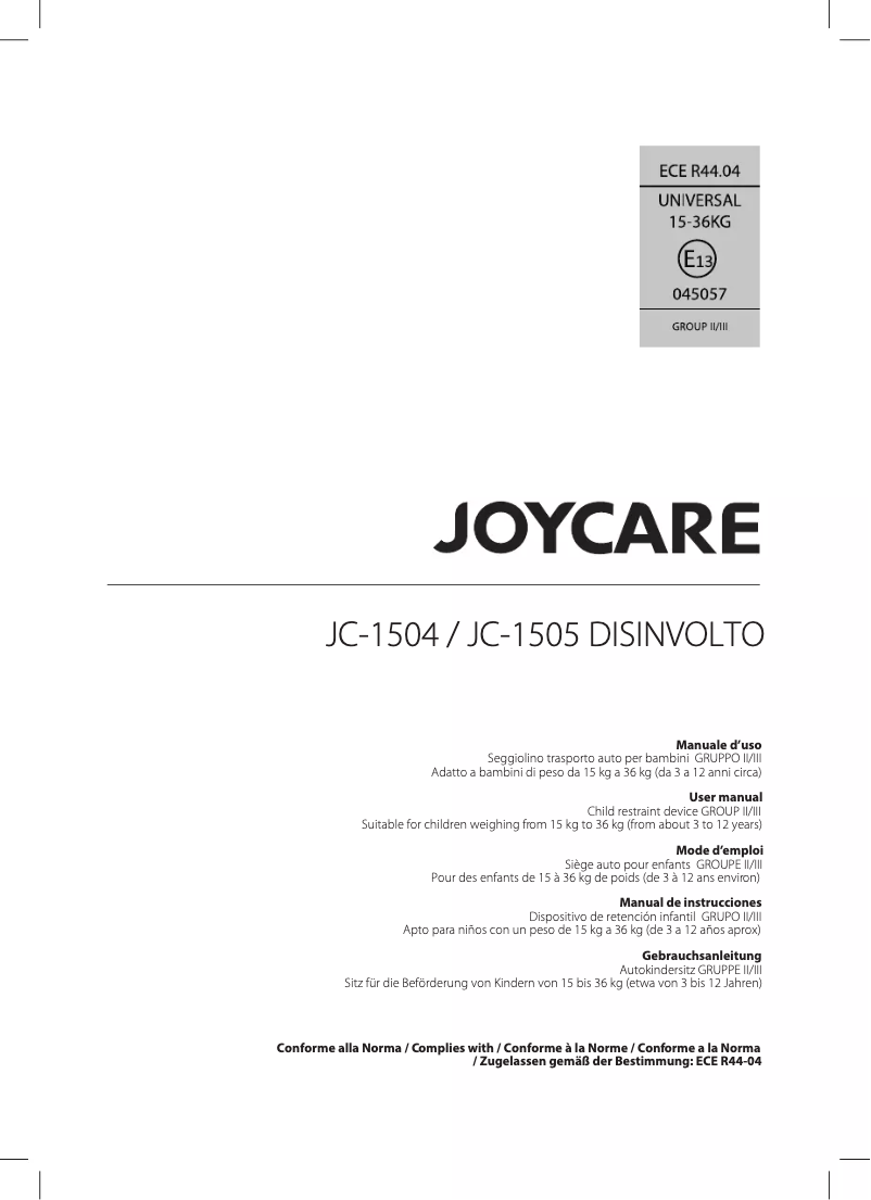 Page 1 de la notice Manuel utilisateur Joycare Disinvolto JC-1504S
