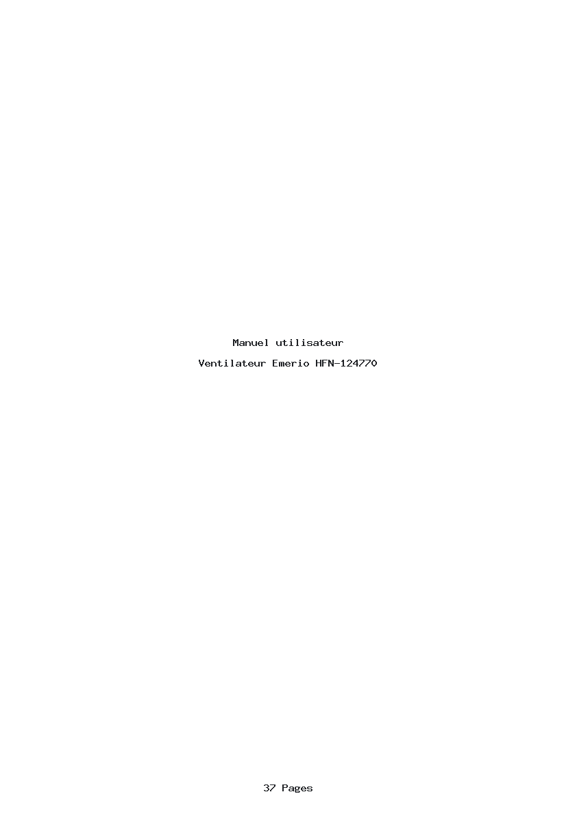 Page 1 de la notice Manuel utilisateur Emerio HFN-124770