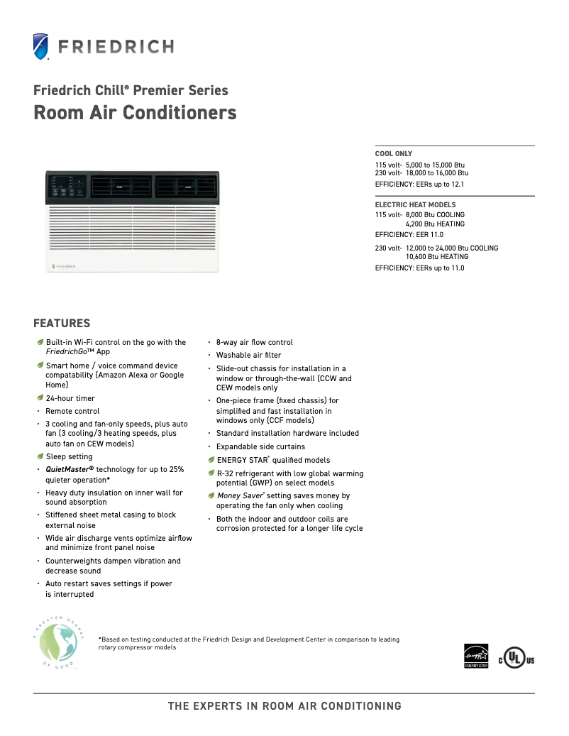 Page 1 de la notice Fiche technique Friedrich Chill Premier CCW15B10B