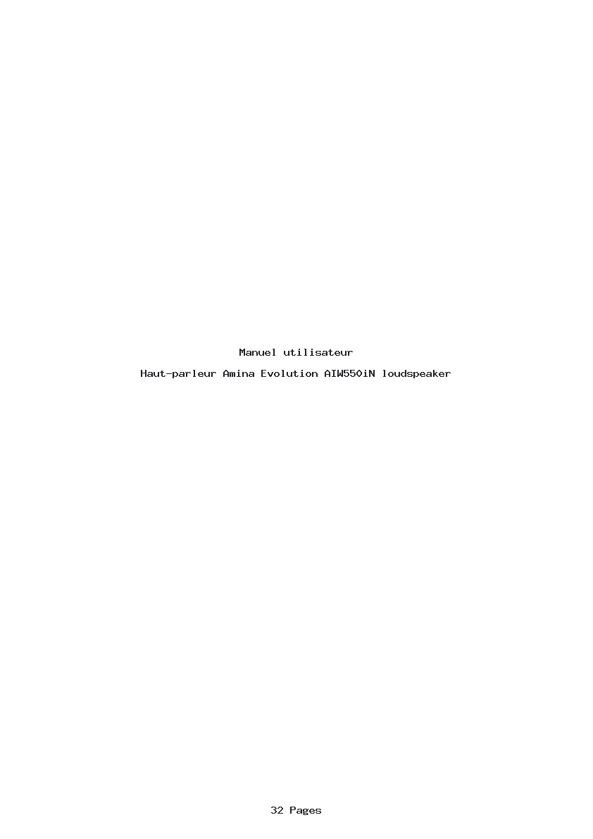 Page 1 de la notice Manuel utilisateur Amina Evolution AIW550iN loudspeaker