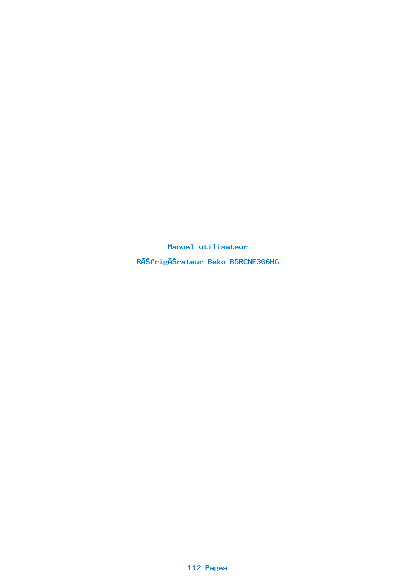 Page 1 de la notice Manuel utilisateur Beko B5RCNE366HG