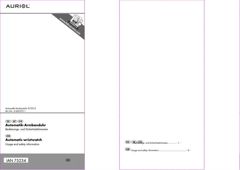 Page 1 de la notice Manuel utilisateur Auriol 2-LD3372