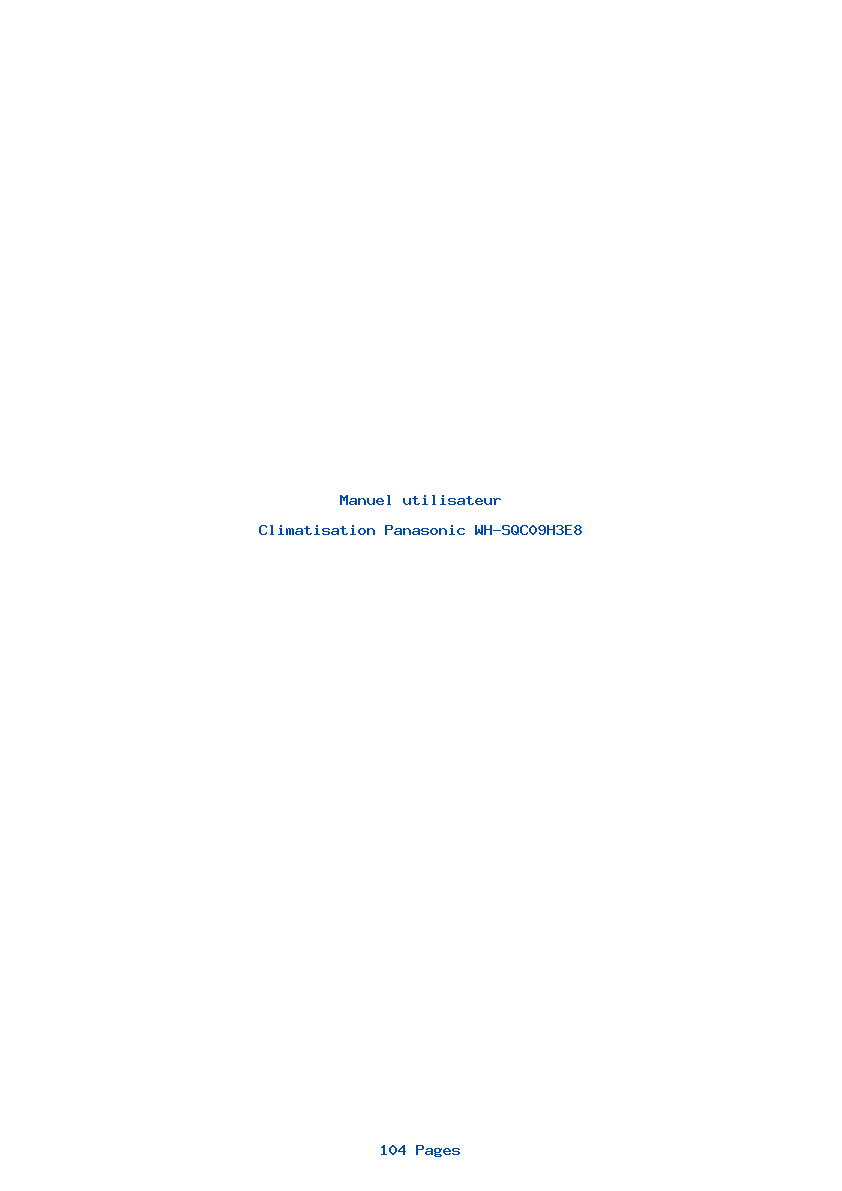 Page 1 de la notice Manuel utilisateur Panasonic WH-SQC09H3E8