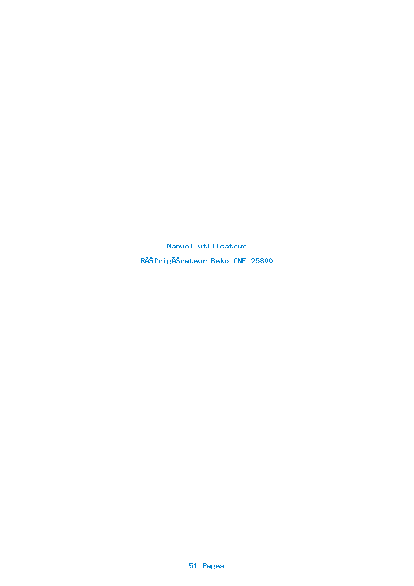 Page 1 de la notice Manuel utilisateur Beko GNE 25800