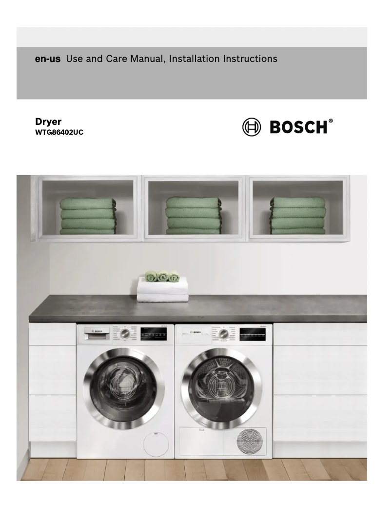 Página 1 del manual Manual de uso y mantenimiento Bosch 800 Series WTG86402UC