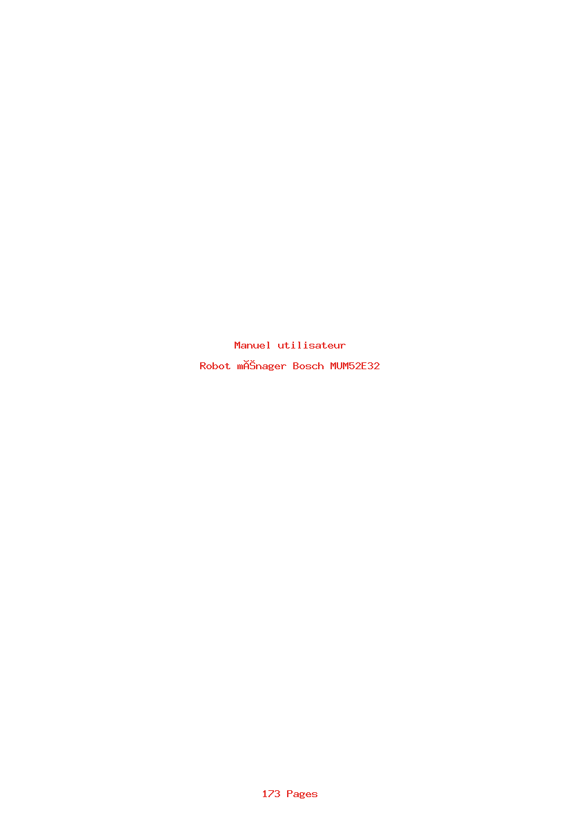 Page 1 de la notice Manuel utilisateur Bosch MUM52E32
