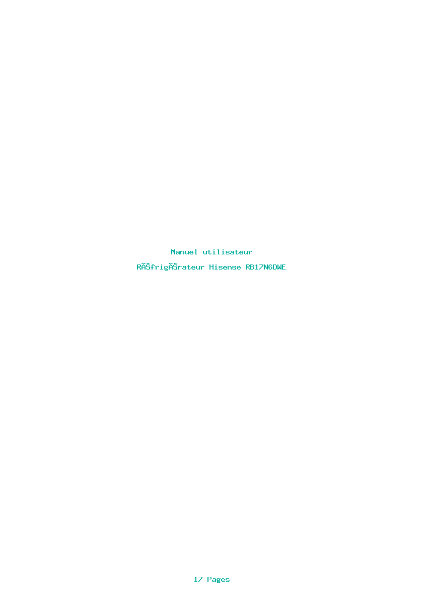 Page 1 de la notice Manuel utilisateur Hisense RB17N6DWE