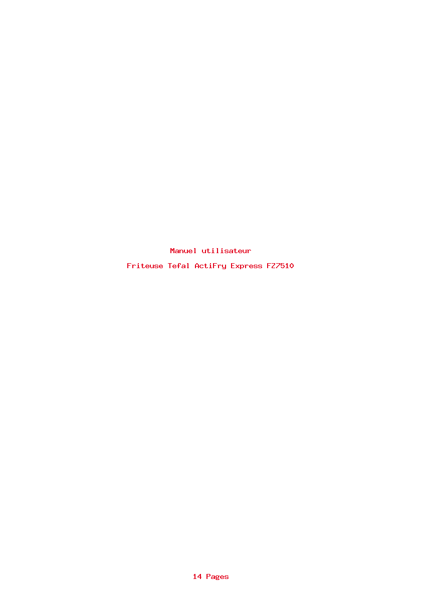 Page 1 de la notice Manuel utilisateur Tefal ActiFry Express FZ7510