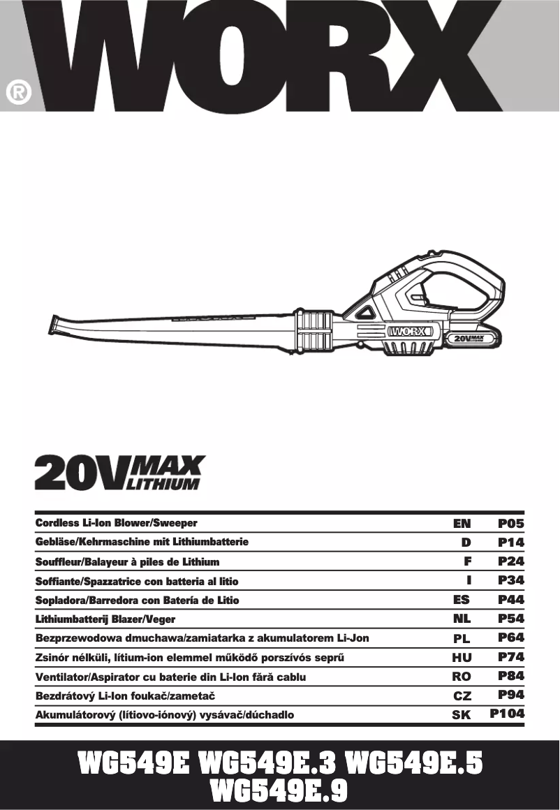 Page 1 de la notice Manuel utilisateur Worx WG594E.5