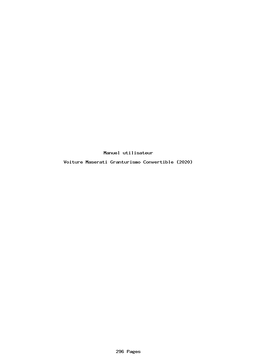 Page 1 de la notice Manuel utilisateur Maserati Granturismo Convertible (2020)
