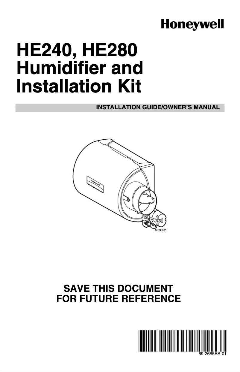Page 1 de la notice Guide d'installation Honeywell HE240