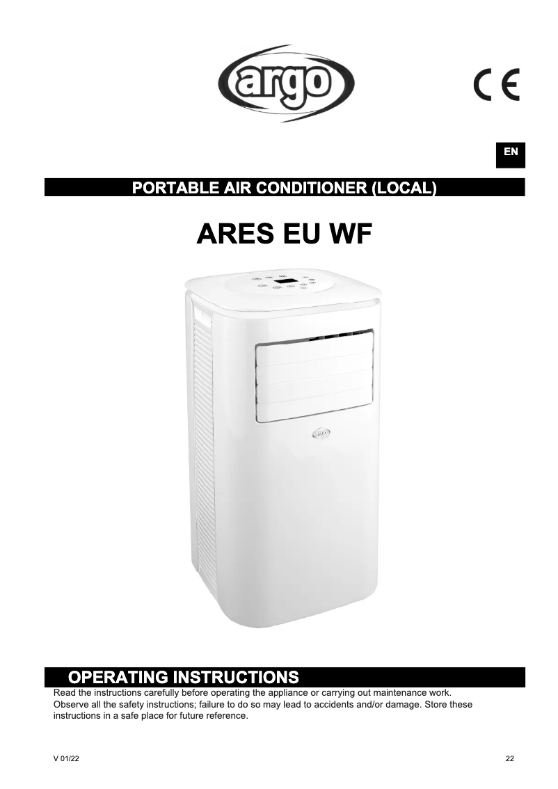 Page 1 de la notice Manuel utilisateur Argoclima ARES EU WF
