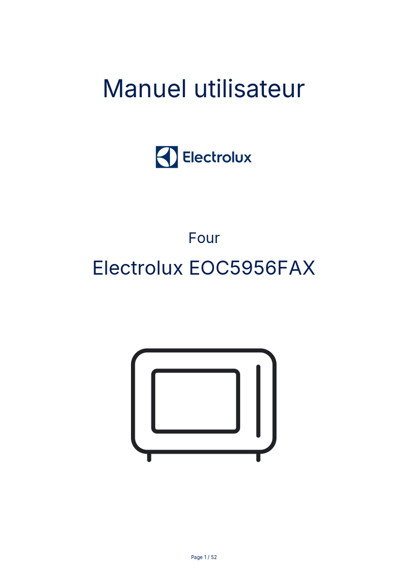 Page 1 de la notice Manuel utilisateur Electrolux EOC5956FAX