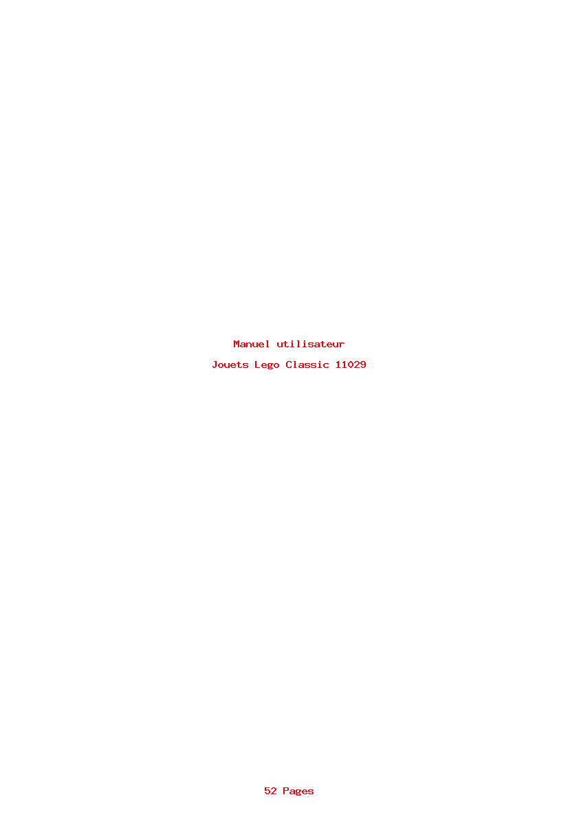 Page 1 de la notice Manuel utilisateur Lego Classic 11029