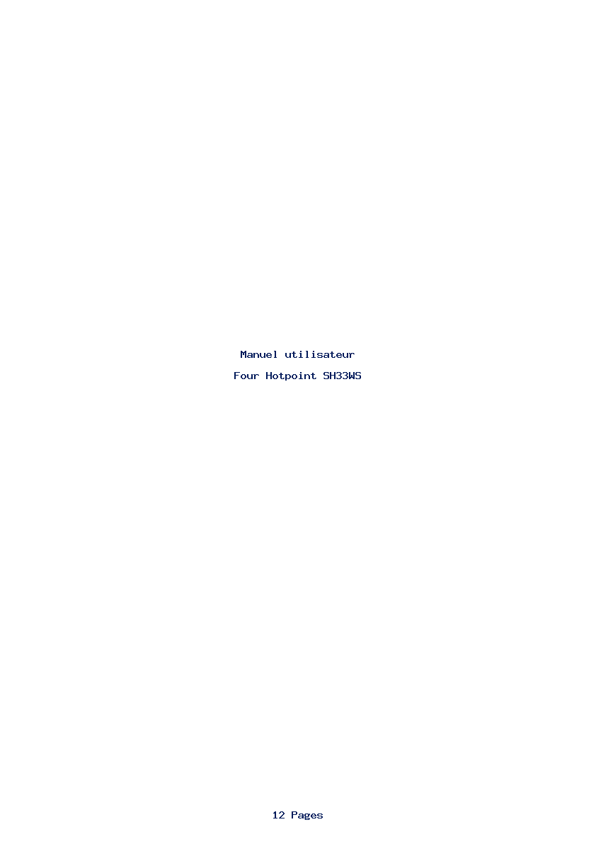 Page 1 de la notice Manuel utilisateur Hotpoint SH33WS