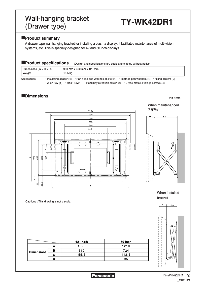 Page 1 of the manual User Manual Panasonic TY-WK42DR1