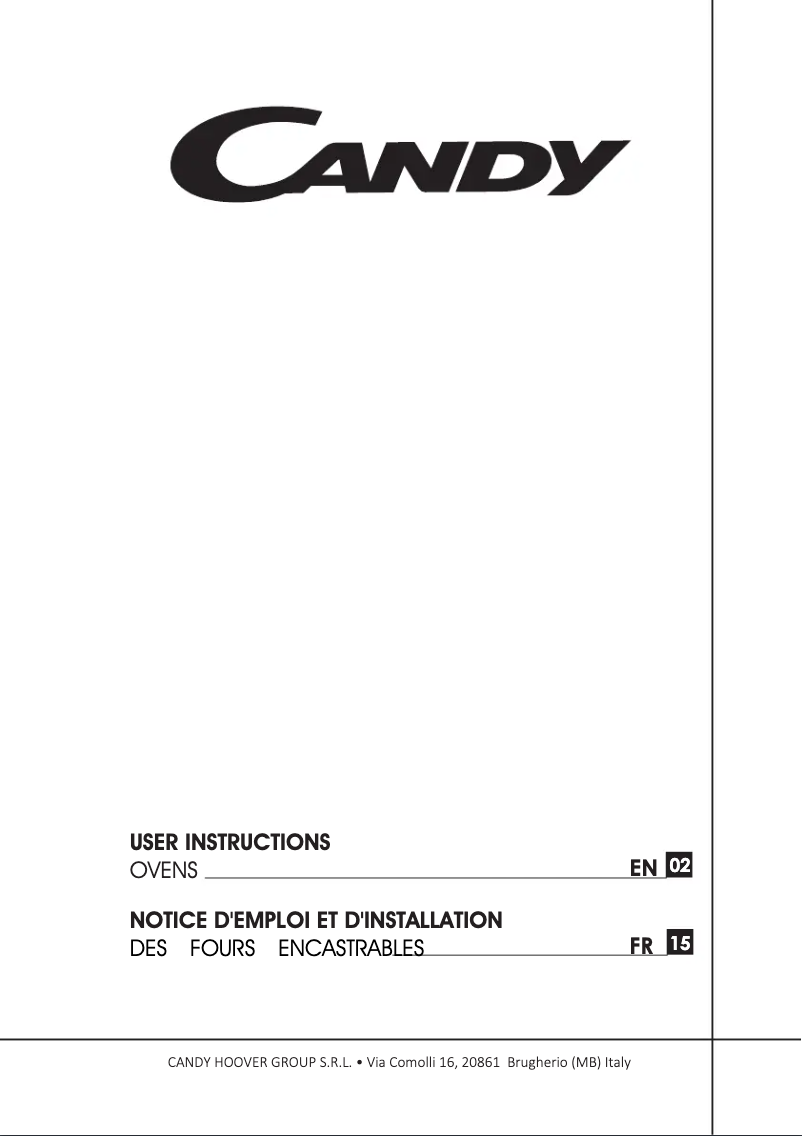 Page 1 of the manual User Manual Candy FCP435NXE