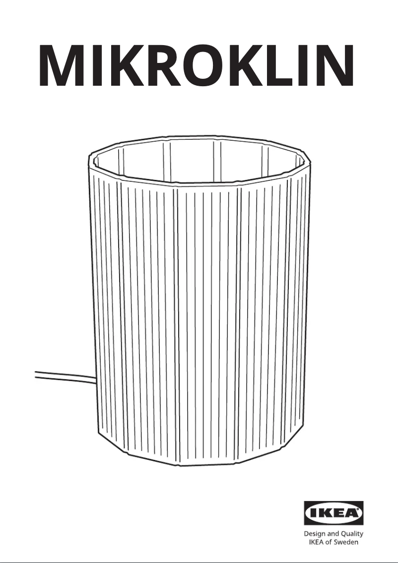 Page 1 de la notice Manuel utilisateur Ikea MIKROKLIN 404.876.12