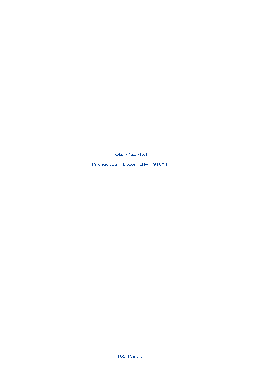 Page 1 de la notice Mode d'emploi Epson EH-TW9100W