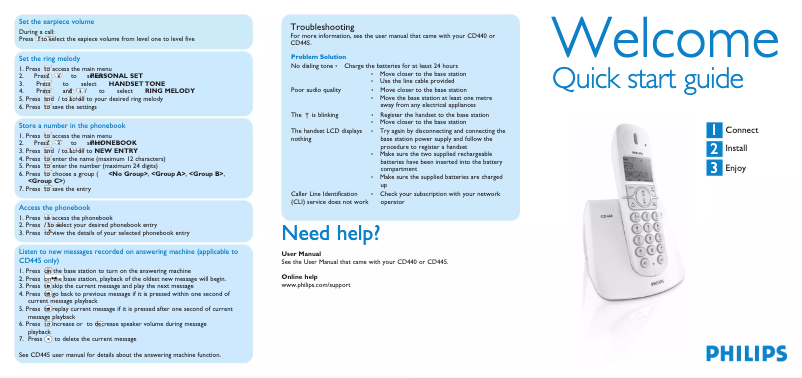 Página 1 del manual Guía de inicio rápido Philips CD4454S