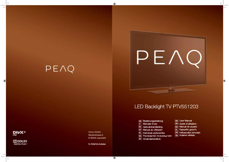 Page 1 de la notice Manuel utilisateur PEAQ PTV551203-B
