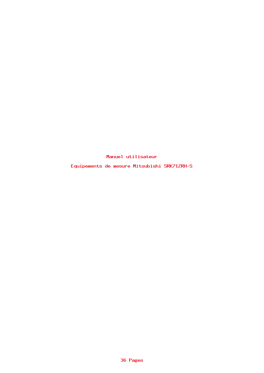 Page 1 de la notice Manuel utilisateur Mitsubishi SRK71ZRH-S