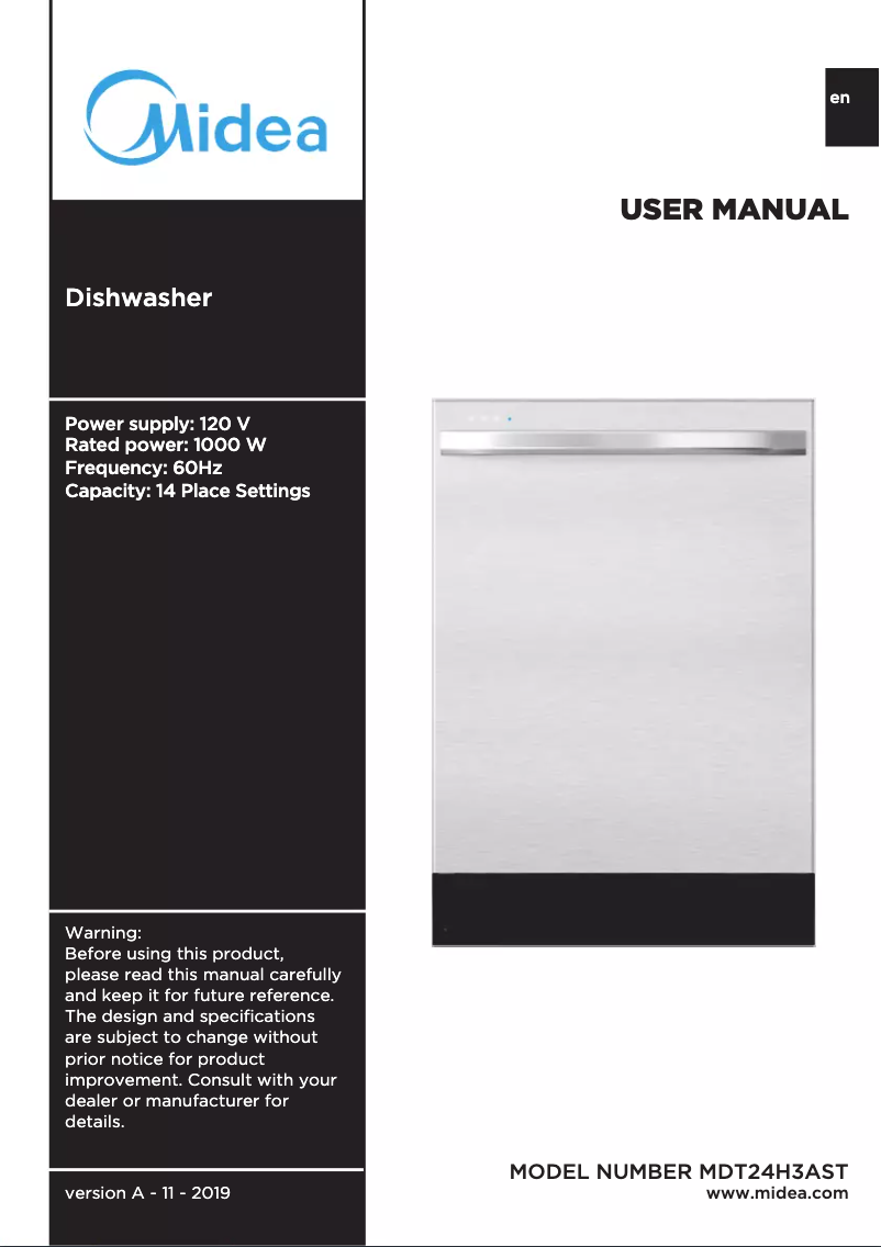 Page 1 de la notice Manuel utilisateur Midea MDT24H3ASTC