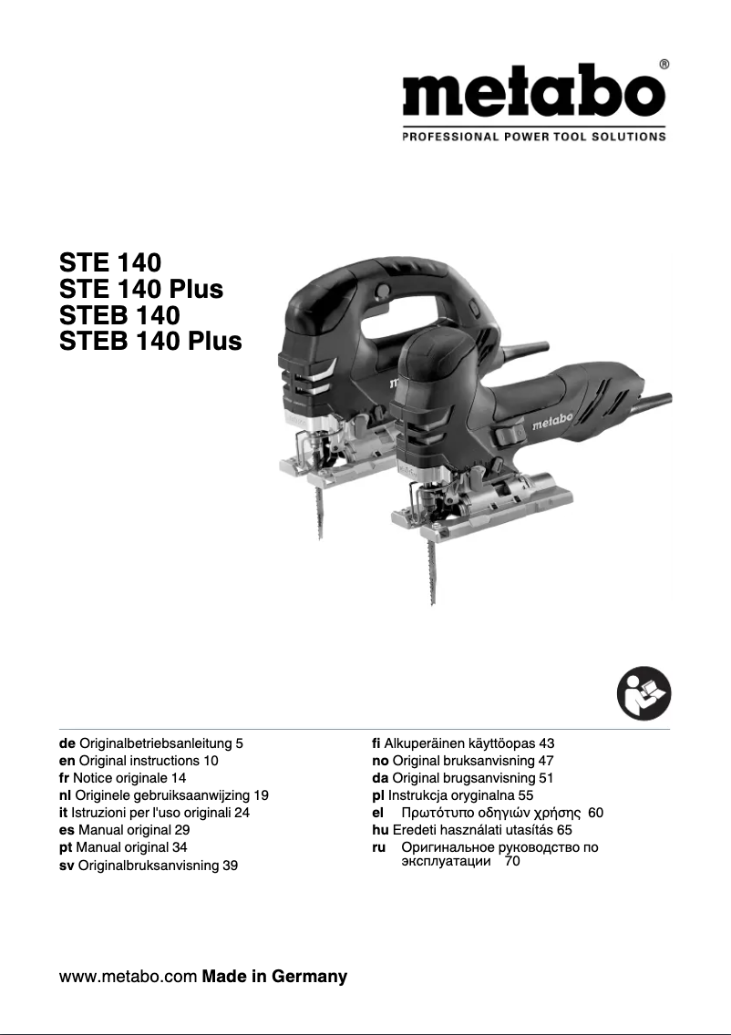 Page 1 de la notice Manuel utilisateur Metabo STEB 140