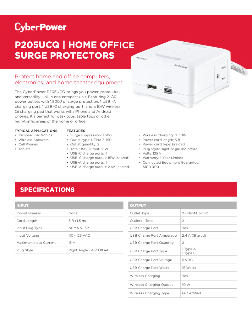 Page 1 de la notice Manuel utilisateur CyberPower P205UCQ