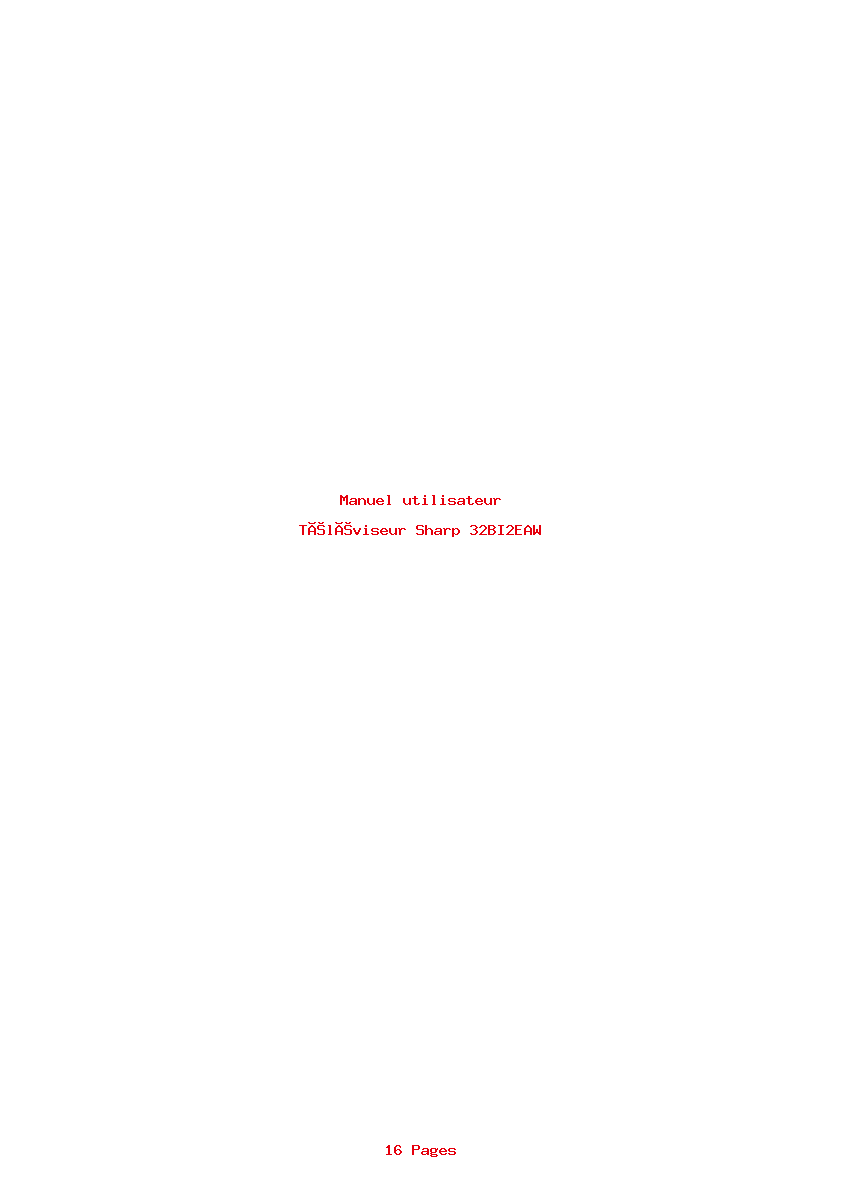 Page 1 de la notice Manuel utilisateur Sharp 32BI2EAW