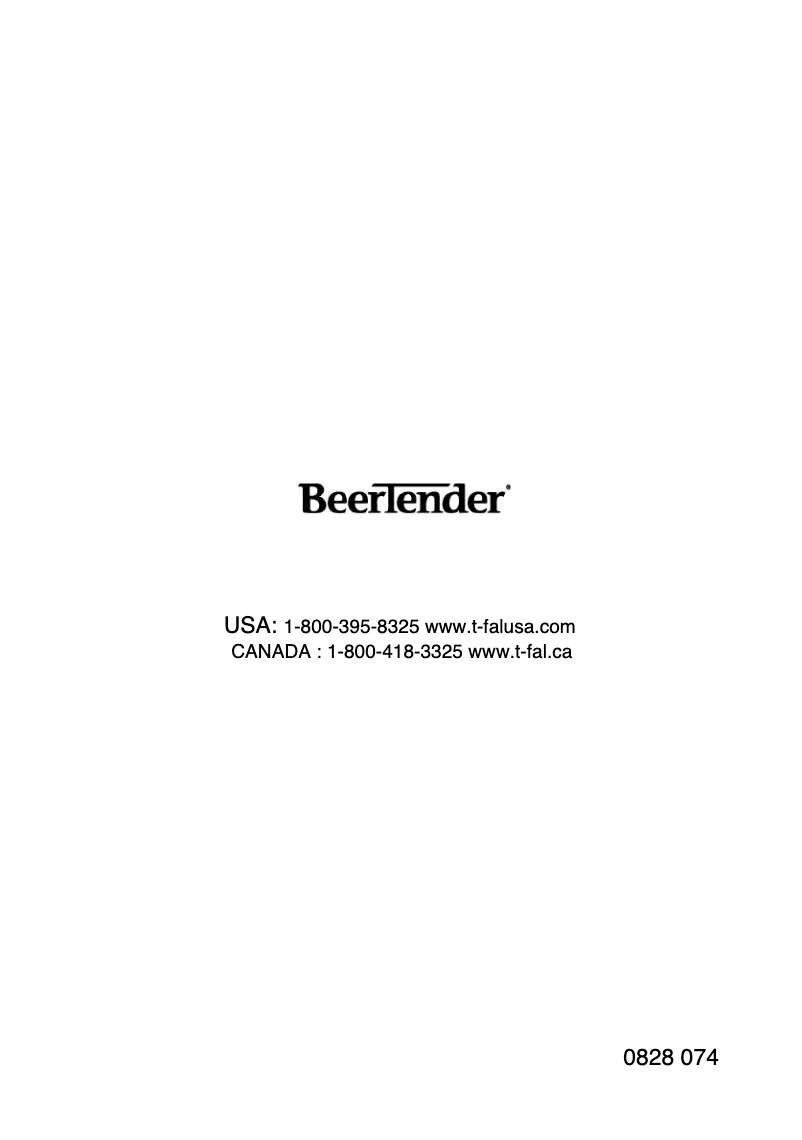Page 1 de la notice Manuel utilisateur Tefal Beer Tender VB2158