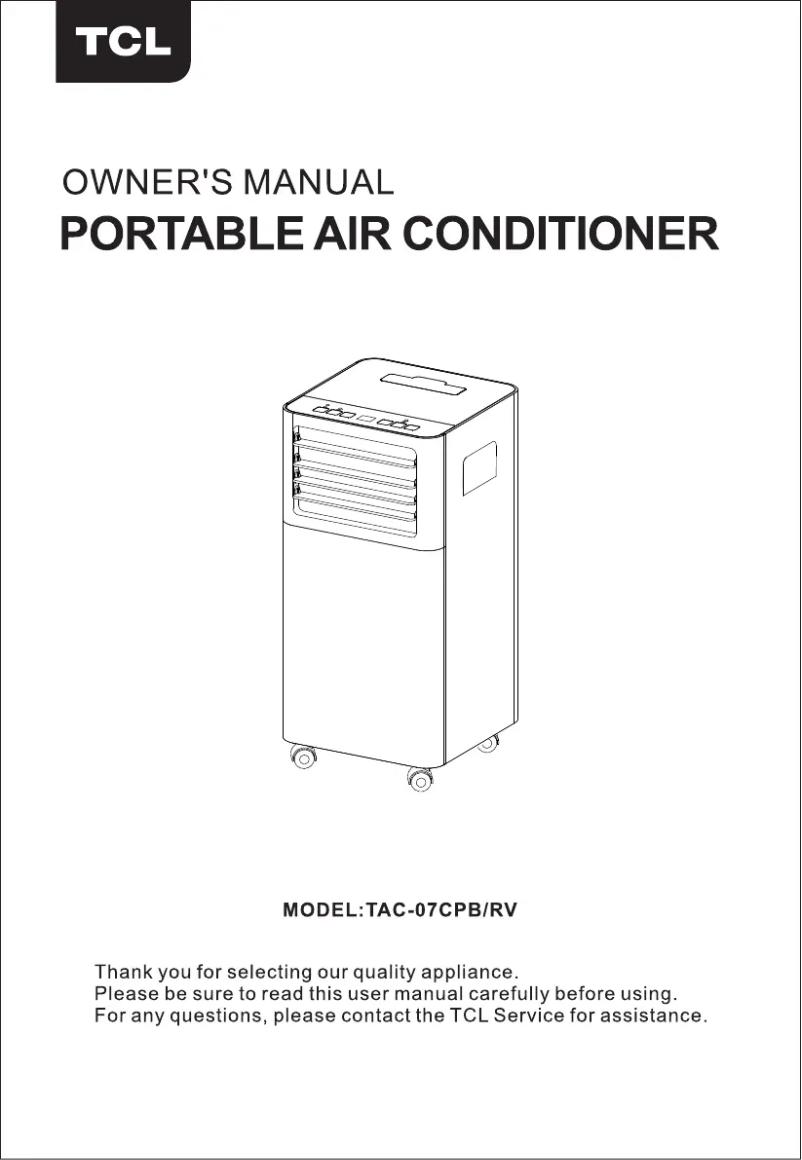 Page 1 de la notice Manuel utilisateur TCL TAC-07CPB/RV