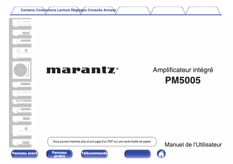 Page 1 de la notice Manuel utilisateur Marantz PM5005